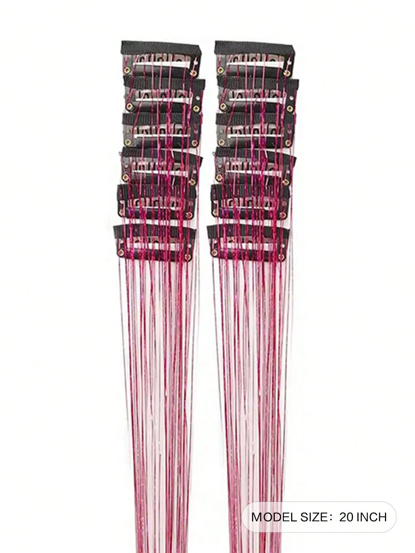 12Pcs Hair Tinsel Clip In 20Inch Fashion Glitter Tinsel Synthetic Straight Hair Extensions Clip In Hair Tinsel Kit Heat Resistant Shiny Sparkle Fairy β image 2