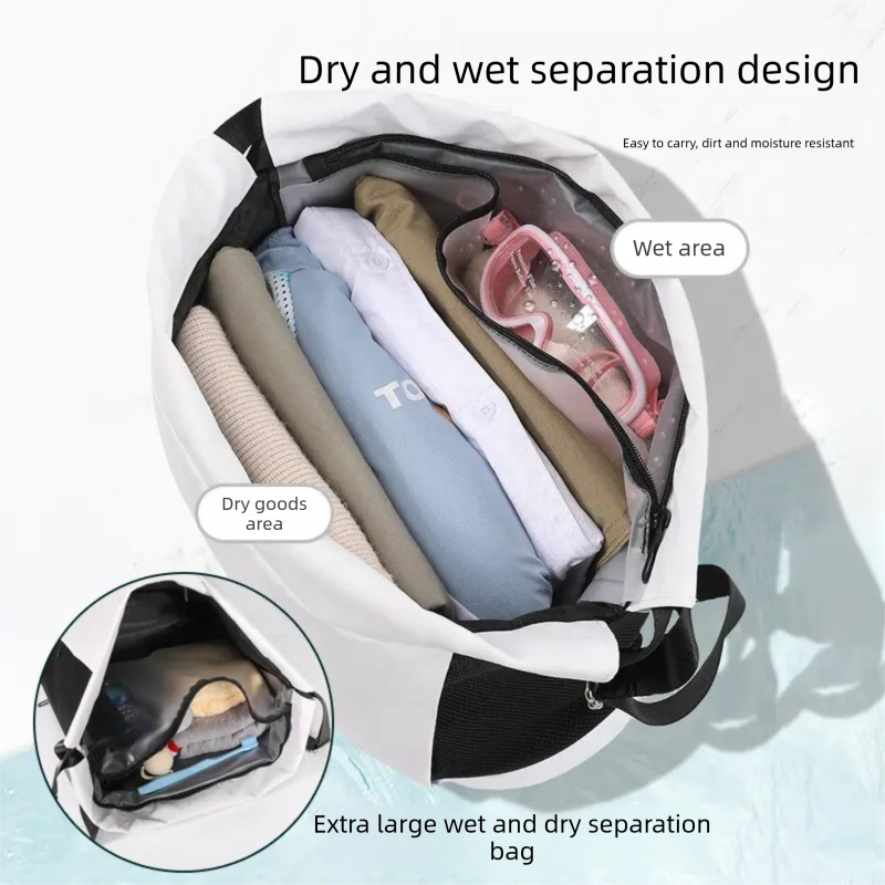Pink Waterproof Drawstring Swimming Backpack with Wet Dry Separation and Shoe Compartment for Gym and Yoga Organized Gear Bag for Local Active Lifestyles โ image 2