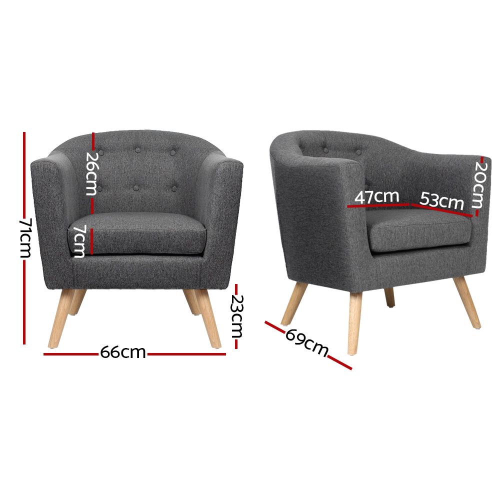Artiss Armchair Tub Chair Grey Adora โ image 3