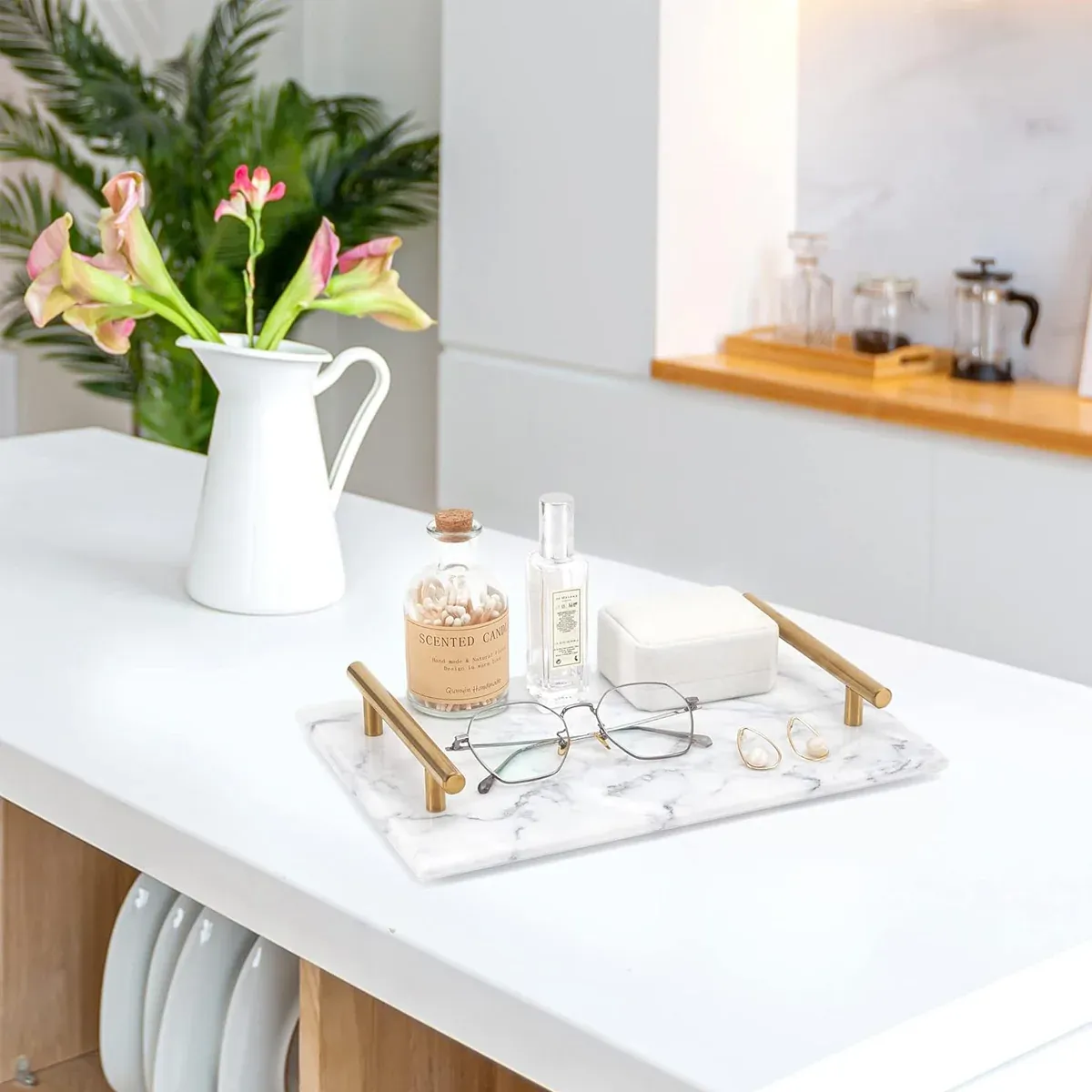 Natural Marble Tray Storage Display Tray Bathroom Living Room Decor Sample Tray — image 5