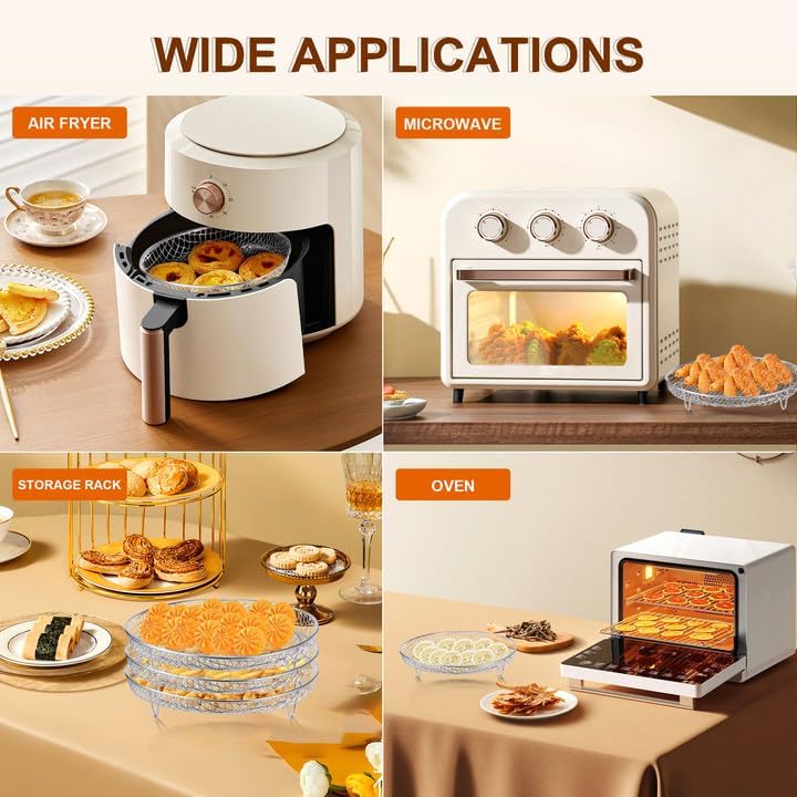 Multi-layer air fryer rack (3 round layers) - Air fryer baking pan - Air fryer grid - 304 stainless steel - Safe to use in air fryers, steam ovens โ image 5