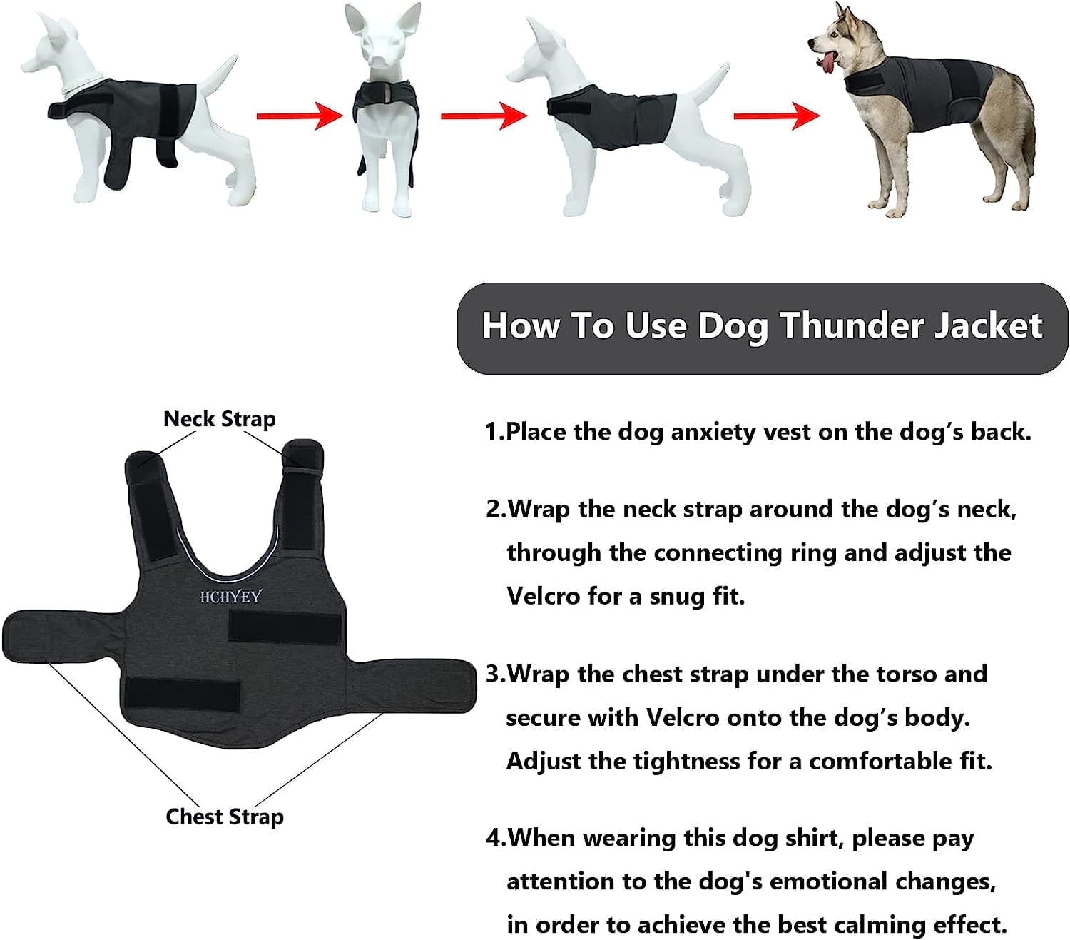 Dog Jacket, Skin-Friendly Dog Calming Vest - Dog Shirt for Thunder, Fireworks and Separation - Keep Pet Calm Without Medicine & Training, Anti Anxiety Vest for — image 5