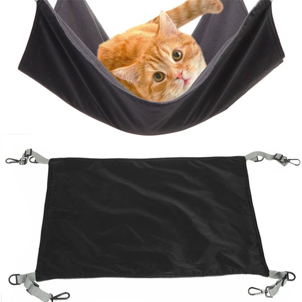 Cage style cat hammock - suspended washable soft outdoor mat, large small cat hammock, cat hammock (black) — image 2