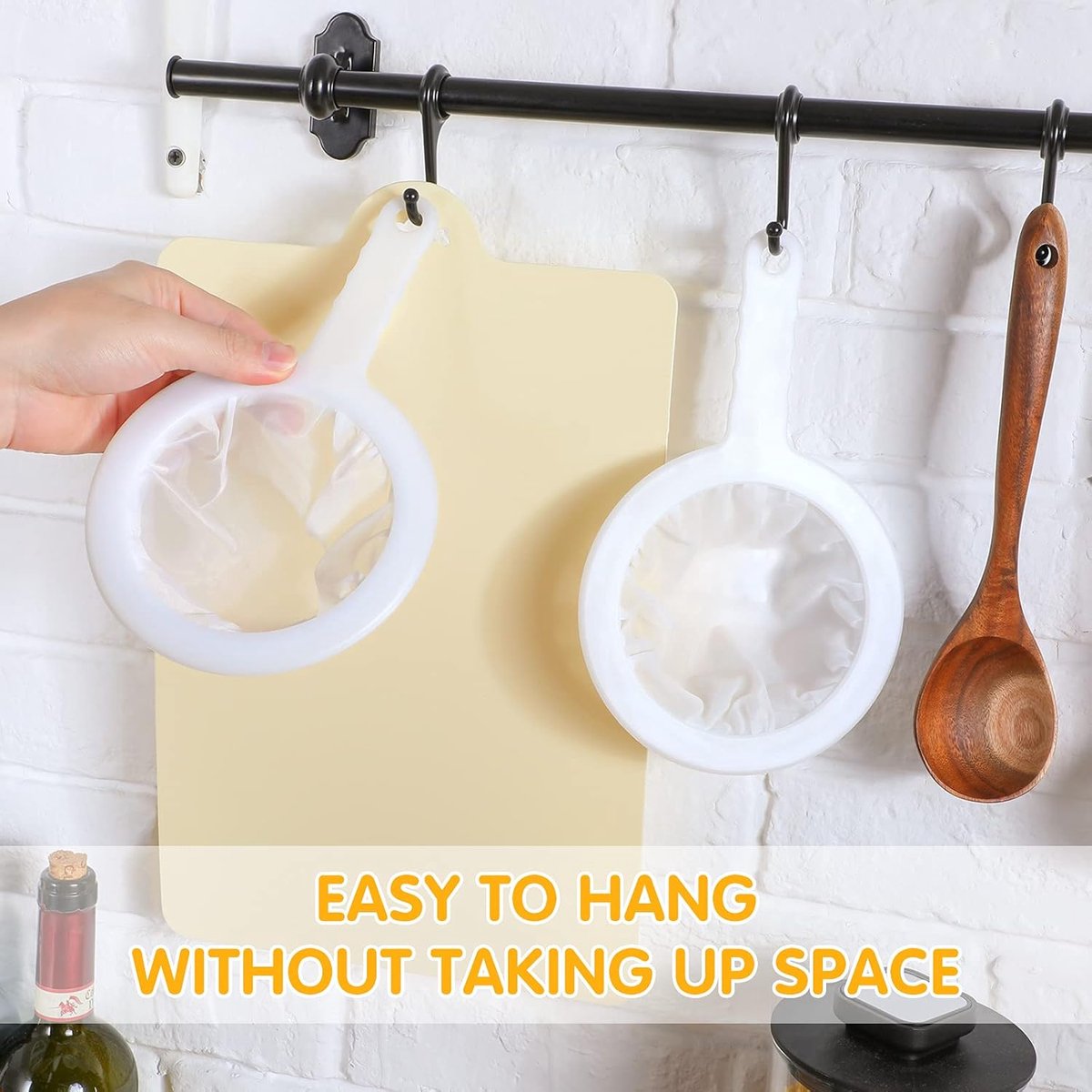 2 pieces 24 cm ultra-fine sieve - nylon juice strainer - yogurt strainer - plastic colander with handle - mini brine shrimp separator net for the kitchen — image 2