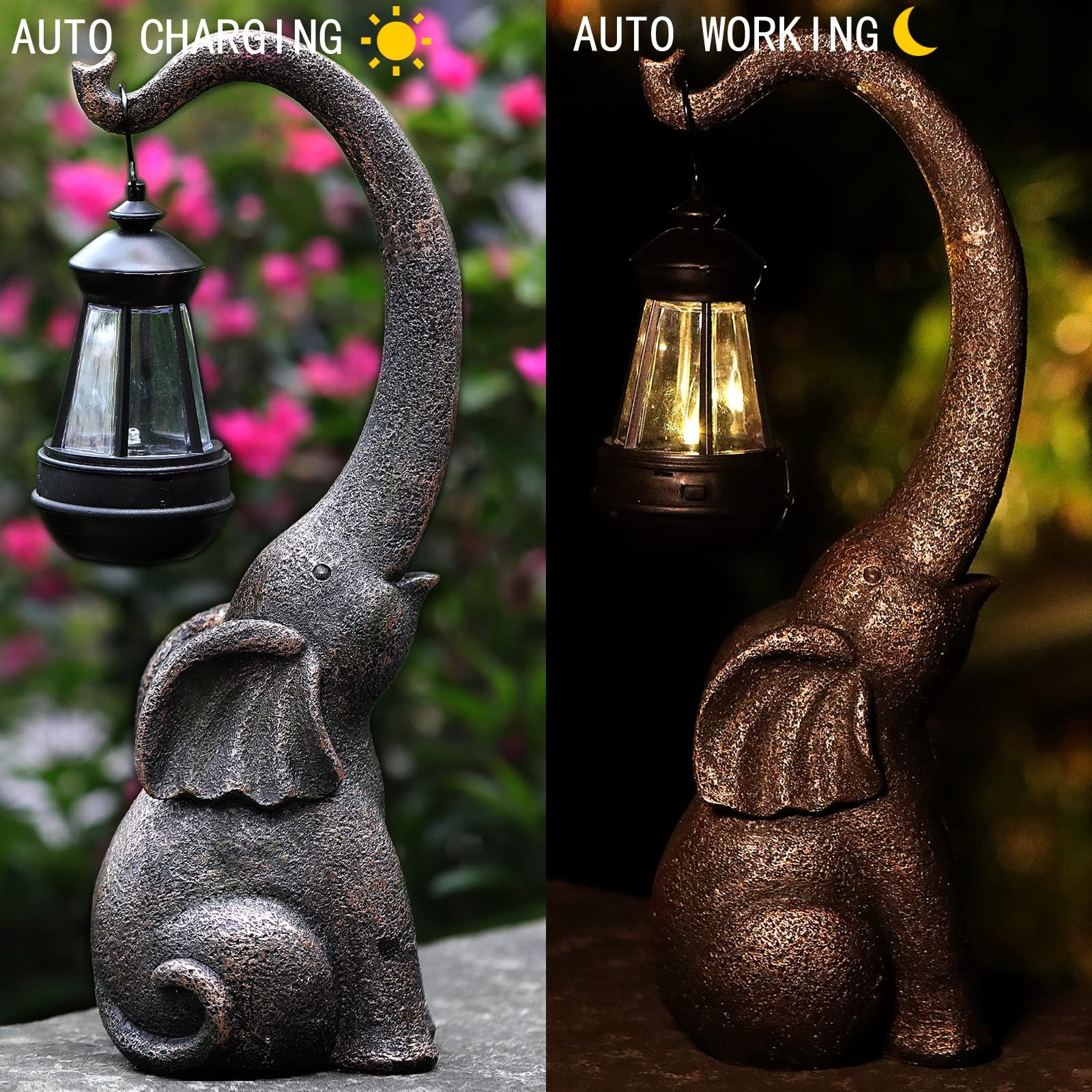 Outdoor Sculpture Figurine Statue Elephant Home Decorations Solar Garden Statues for Patio Home Yard Decor Good Luck Garden — image 3