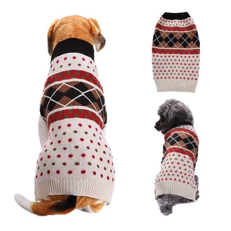 Dog Sweater Acrylic Knit Christmas DIAMOND CHECK XL Size: XL; Neck (cm): 38-44; Bust (cm): 50-58; Back length (cm): 36-40; Recommended pet weight (kg): 10.0