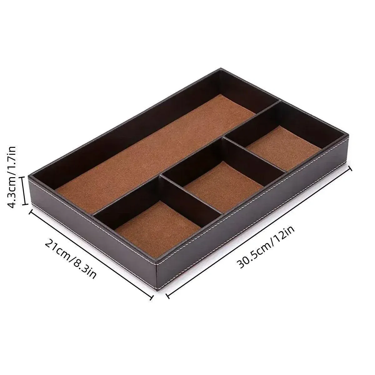 Leather Desktop Organizer Multi-functional Storage Tray Key Jewellery Box — image 3