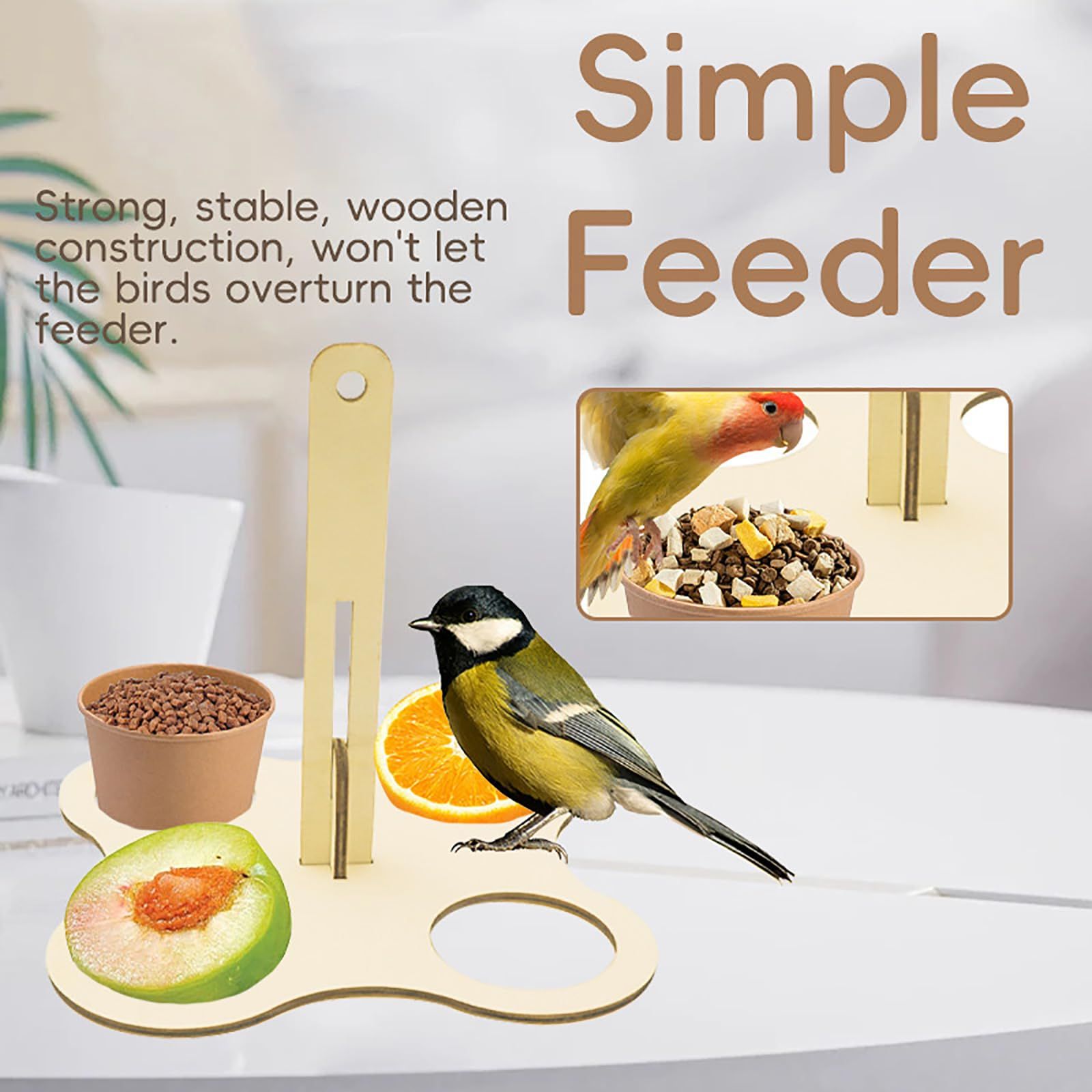 Simple Wooden Bird Feeder 4 Holdes Hummingbird Drinker Feeder Hanging Holder Tray Large Capacity Portable Easy to Clean Outdoor โ image 4
