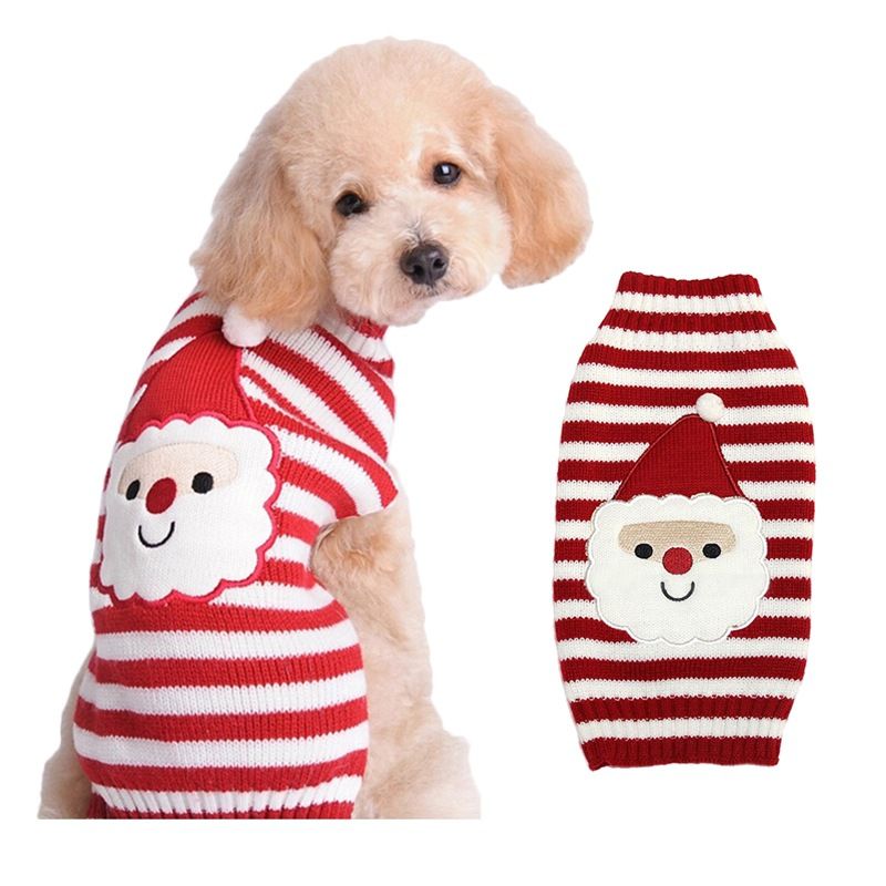 Dog Sweater Acrylic Knit Christmas Red and white Santa Claus XXL