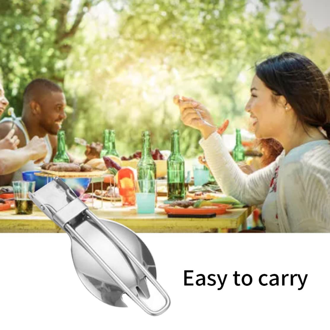 Outdoor Travel Spoon Spork Camping Cutlery Folding Fork Spoon 2 In 1 Outdoor Travel Tableware For Hiking Picnic Trekking Indoor — image 4