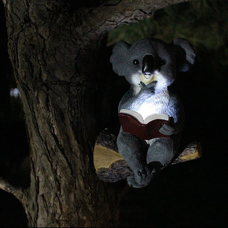 Animal resin ornaments Koala solar lights Creative garden decoration ornaments Resin solar lights Tree hanging โ image 2