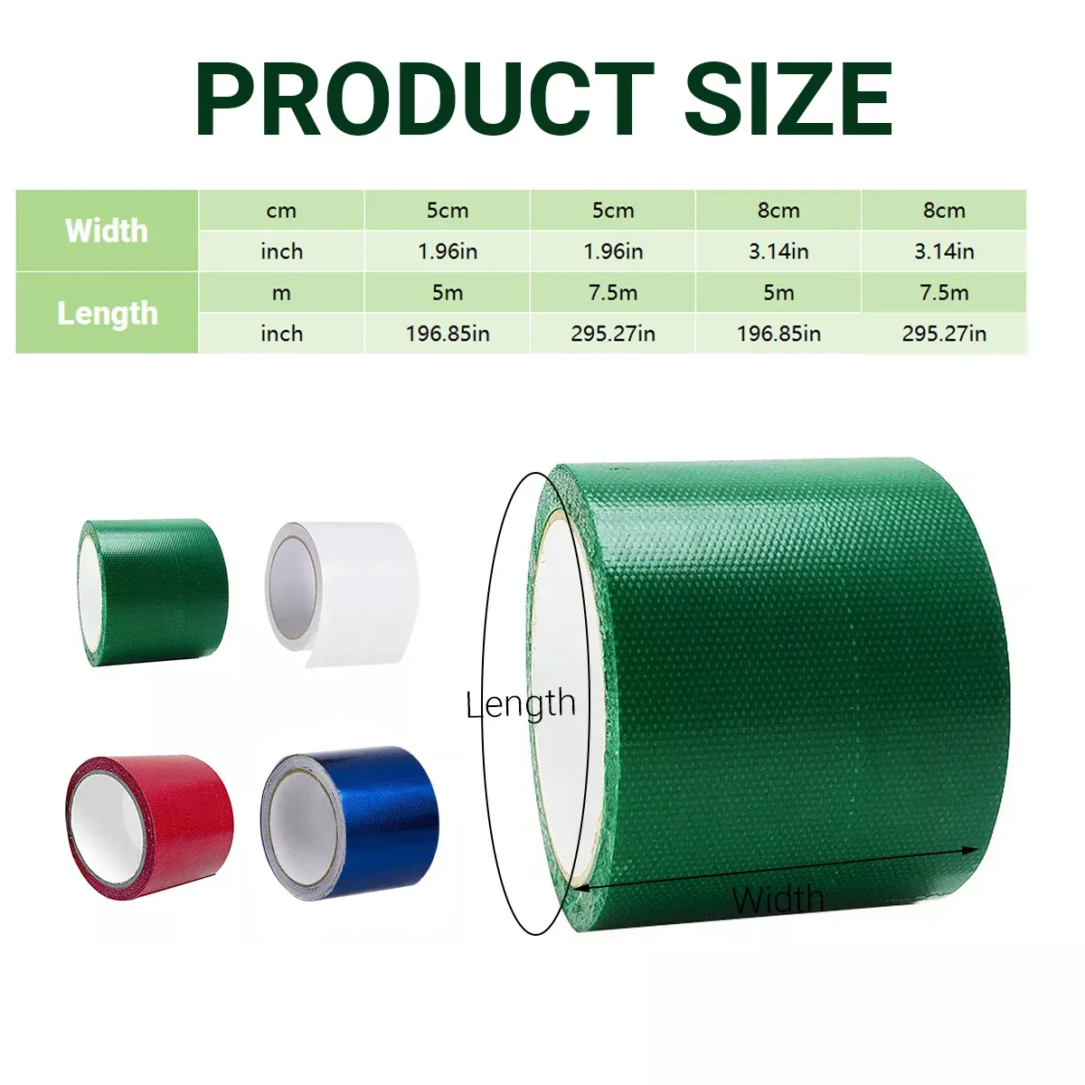 High Adhesive Tarpaulin Repair Tape Tent Awning Fix Patch Waterproof Universal - White - 8cm x 7.5m — image 4