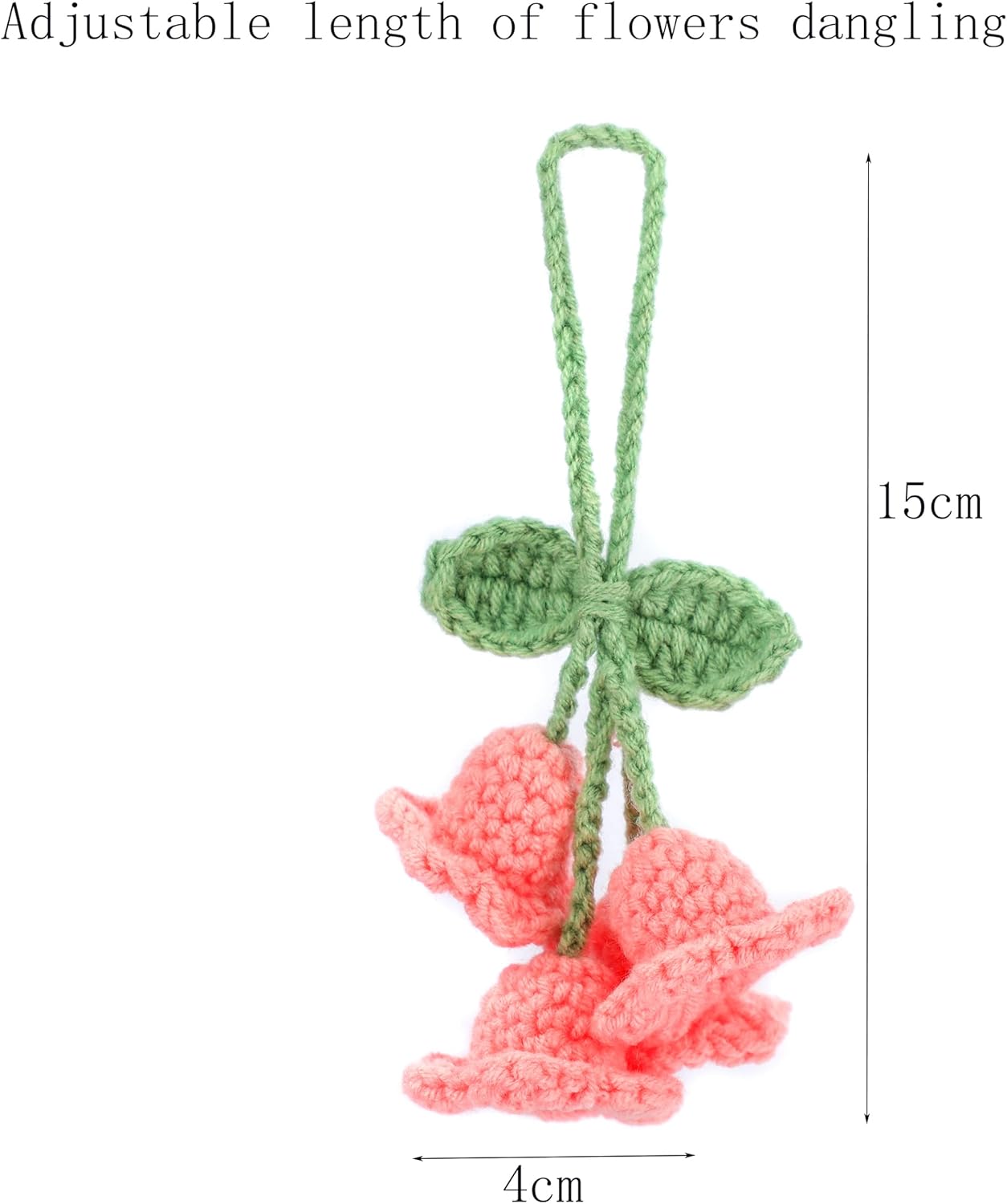 Lily Flower Hand Knitted Car Mirror Suspension Accessories, Rearview Mirror Accessories Car Decoration for Men and Women(Pink) — image 6