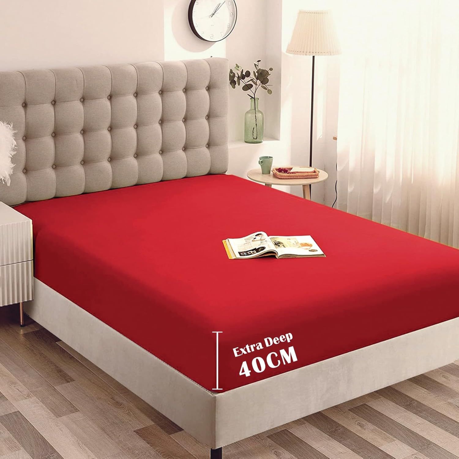 Hotel Quality Fitted Sheet - 1 Piece Fitted Sheet -Breathable Bedding - Wrinkle, Fade, Stain Resistant- 16inch/40cm Deep Pocket Fitted Bed Sheet-Wrinkle and