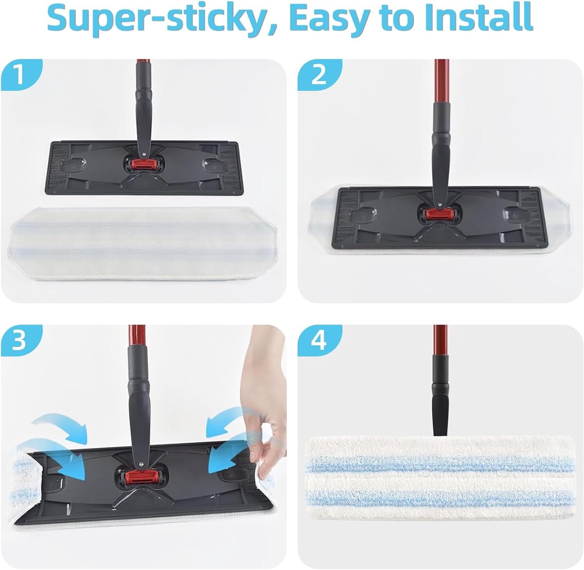 6-piece replacement mop pad set suitable for O Cedar H2prO mop system, suitable for Vileda H2PrO Flat Mop Refill Kit - mop head replacement - replacement mop — image 6