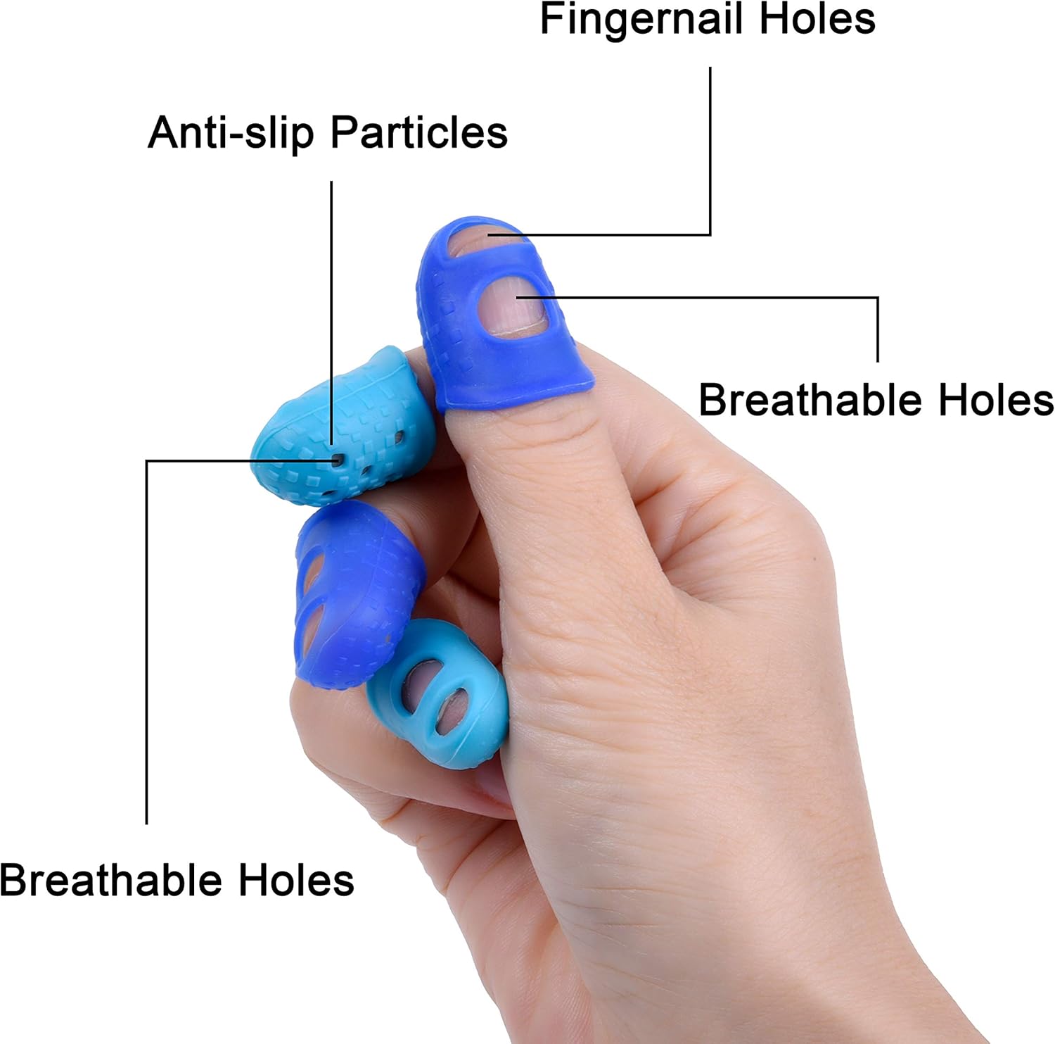 16 Pcs Finger Tips, 4 Sizes Silicone Thimble Fingertip Grips Thumb Protectors Pads Cover for Hand Sewing, Paper Sorting, Page Turning, Money Counting, Guitar โ image 2