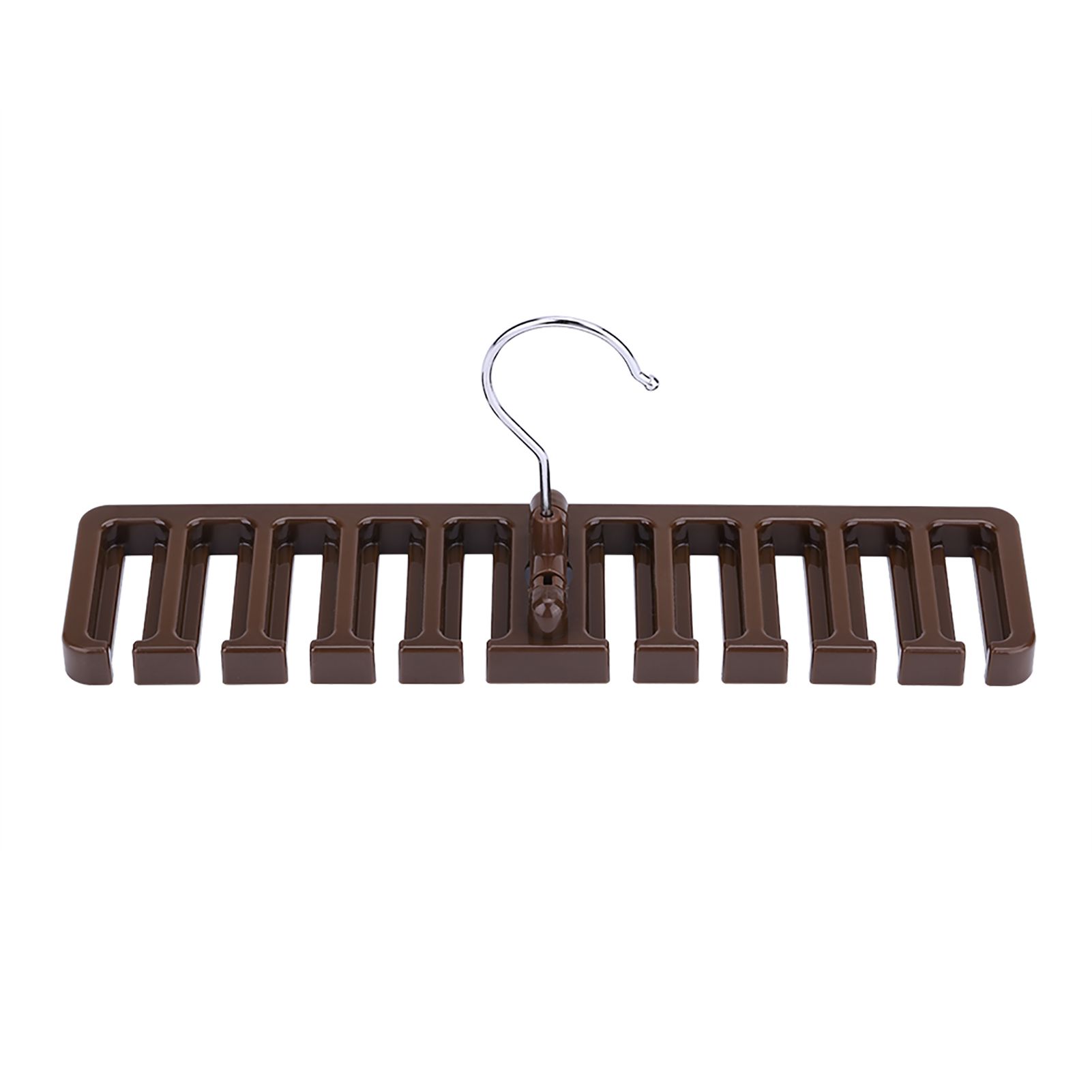 10 Slot Tie Belt Scarf Rack Organizer Sturdy Plastic Closet Wardrobe Space Saver Brown — image 5