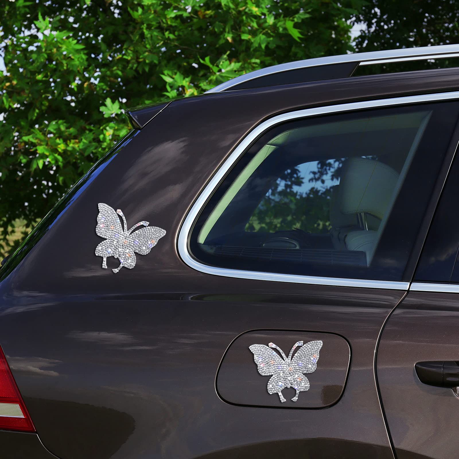 4 Pieces Crystal Car Stickers Butterfly Bling Crystal Rhinestone Car Sticker Decal for Car Bumper Window Laptops — image 4
