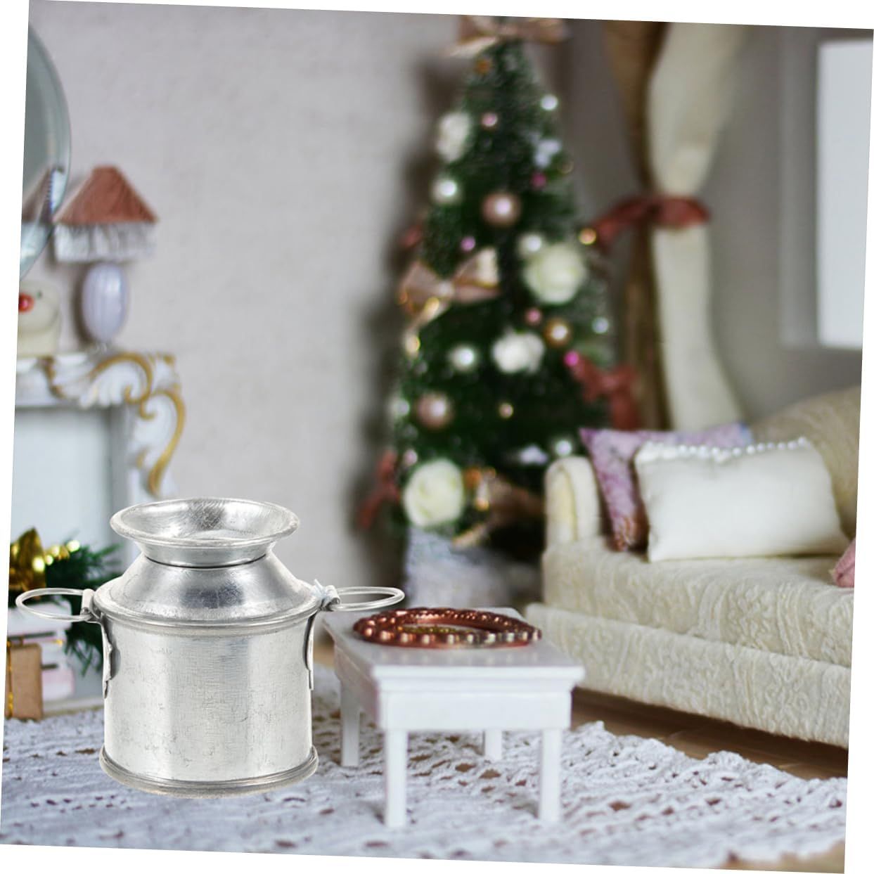 2pcs Doll House Tin Bucket Dollhouse Metal Pitcher Cactus Pot Tiny Milk Jug Mini Tinplate Bucket Pails Tiny Vase Models β image 4