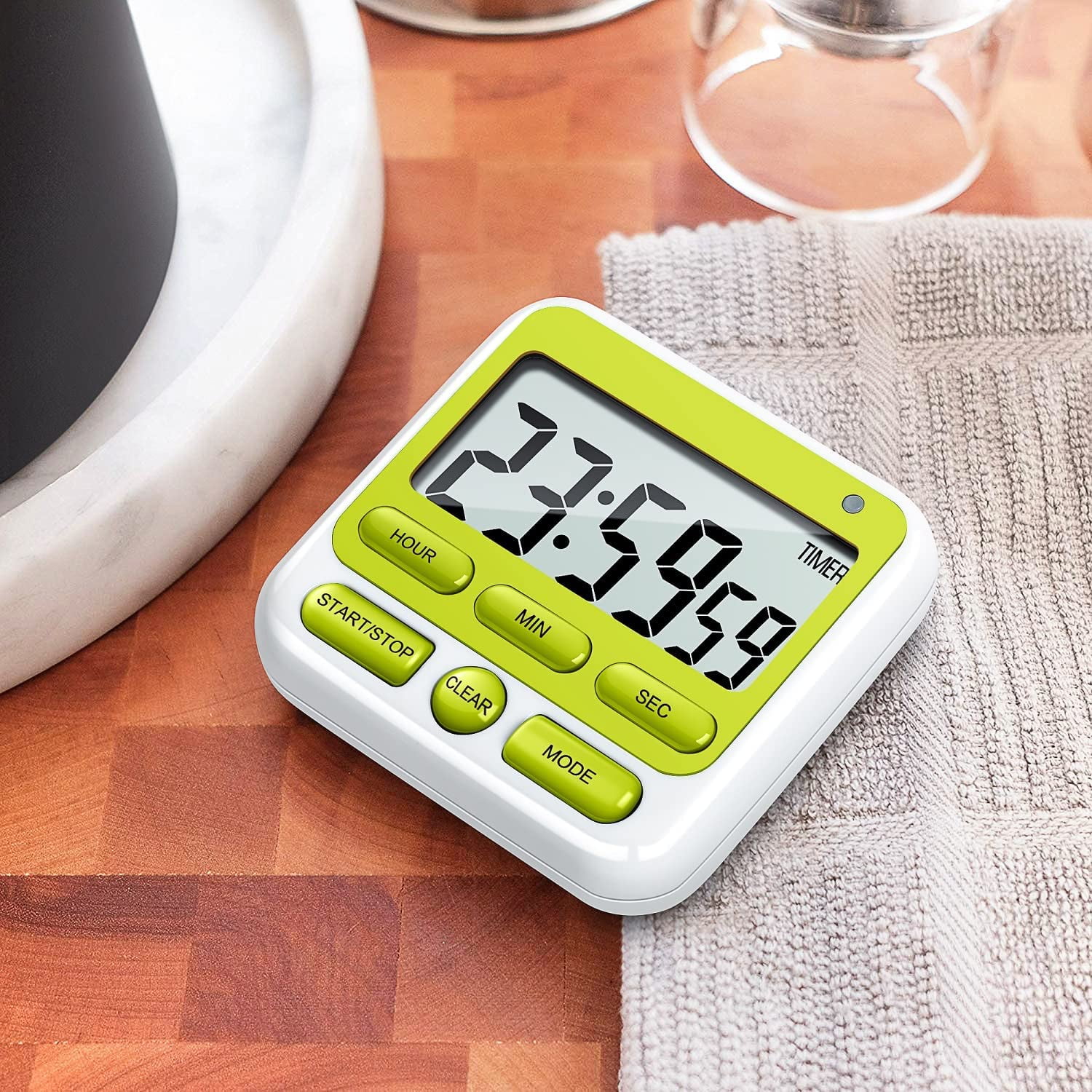 Digital Countdown Kitchen Timer -Count Up Down Magnetic Timer Clock for Cooking Baking Gym Students Green — image 4