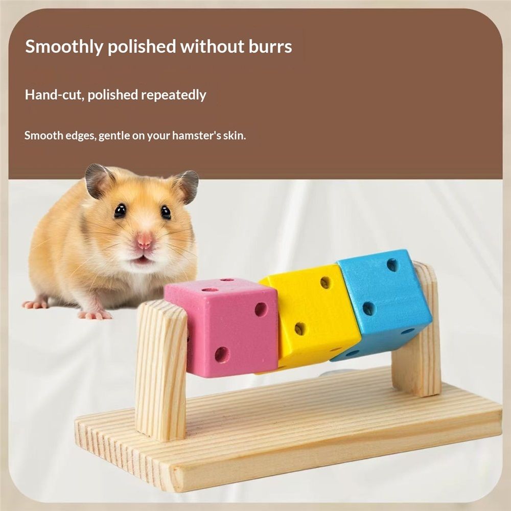 2 pack Hamster Chew Toy Wood Platform Grinding Teeth Toys Exercise Intelligence Training Colorful Wooden Block for Small Animals Chinchilla Gerbil — image 2