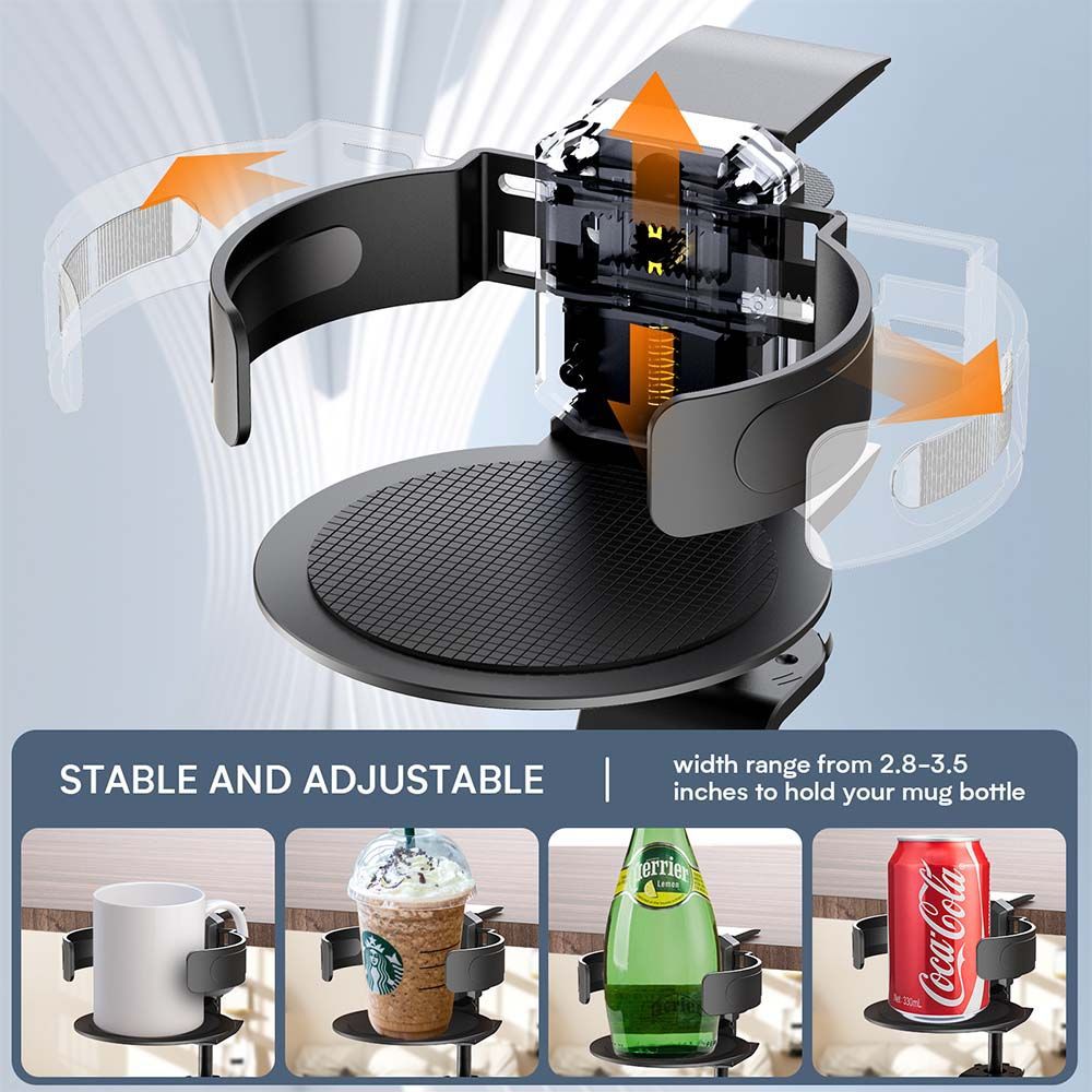 Two desktop clip-on cup holders and headphone hanger - adjustable, non-slip silicone, maximum load 15KG(black) โ image 4