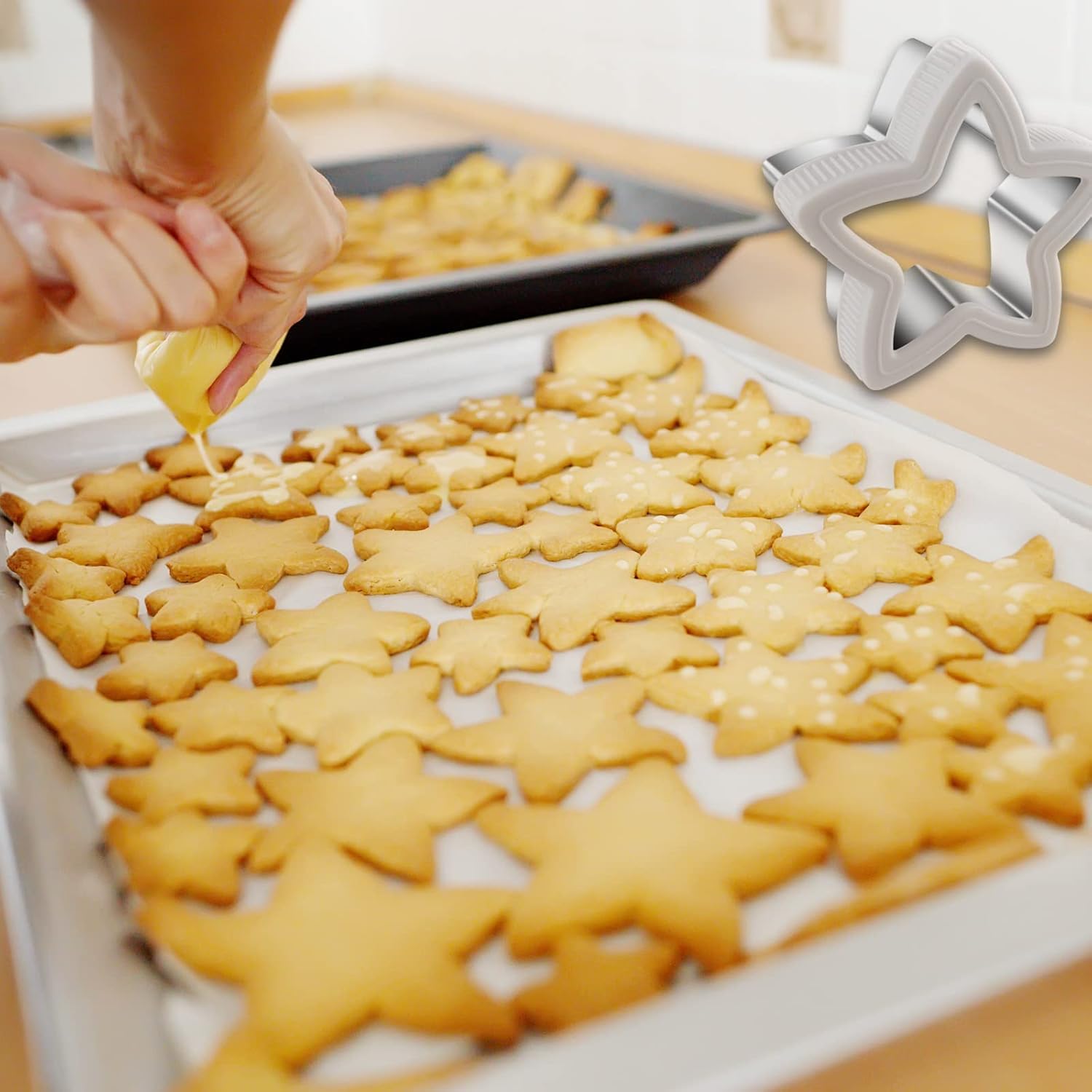 Star Cookie Cutters Set Sandwich Cutters for Kids 9 pieces Shaped Biscuit Fondant Cake Cheese Pastry Molds Christmas Gifts โ image 5