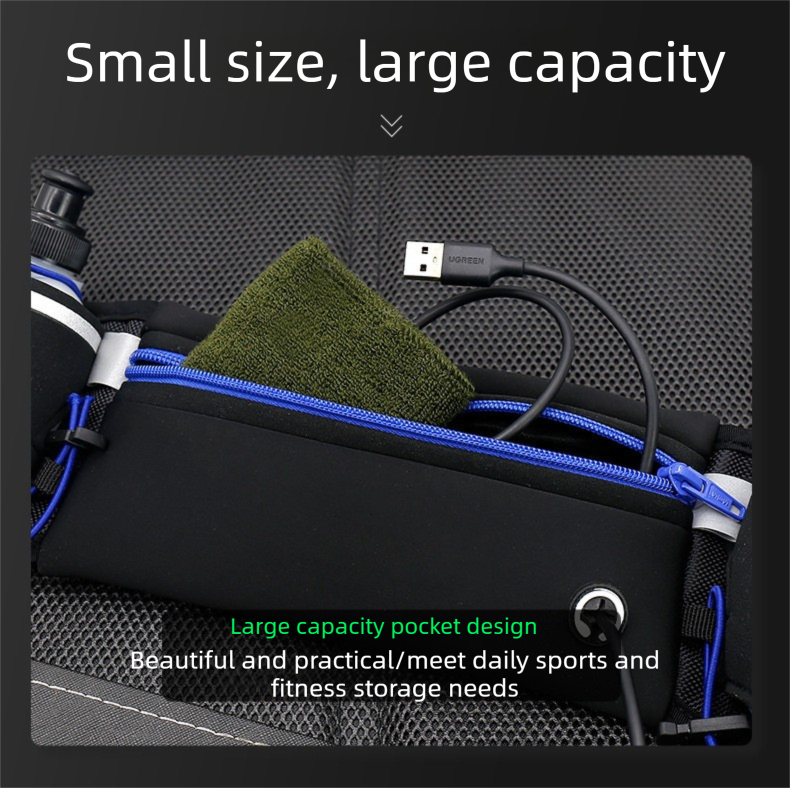 Green Running Waist Pack Sports Belt with Water Bottle Holder Adjustable Phone Waist Bag Reflective Lightweight Fanny Pack for Marathon Running Hiking Cycling โ image 5