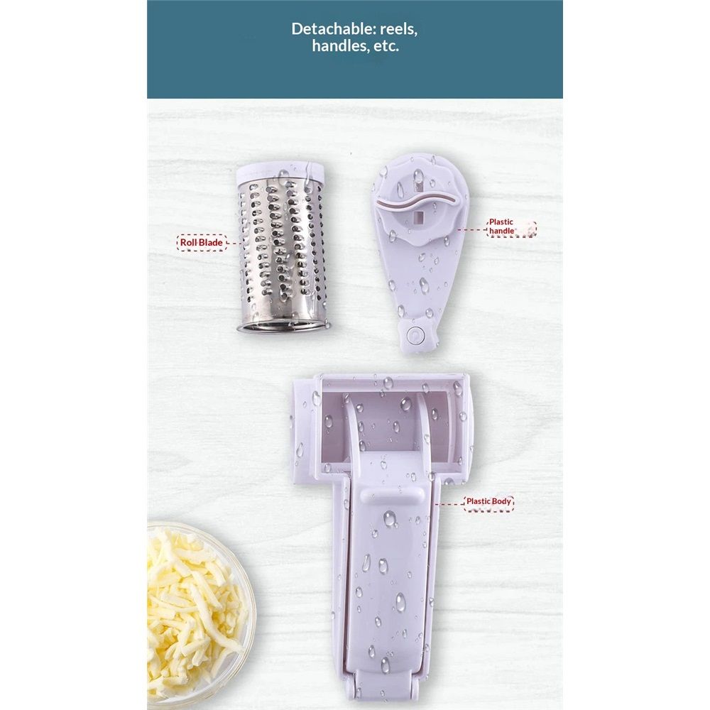 Rotary Cheese Grater with 3 Stainless Steel Drums – Manual Hand Crank Grater for Parmesan, Hard Cheese, Chocolate, Nuts – Durable Handheld Kitchen Tool (White) — image 4