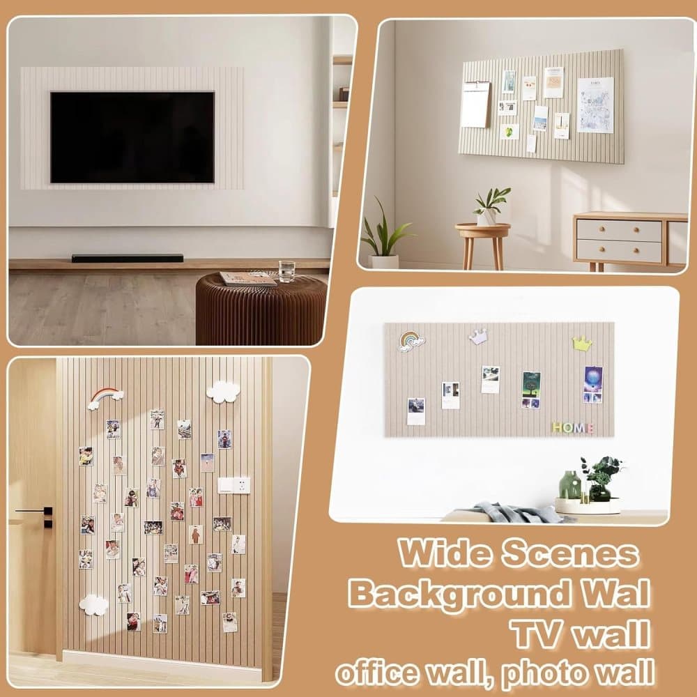 Self-adhesive Photo Board, Decorative Felt and Cork Wall Panel for Photos and Messages, Acoustic Panels Bulletin Board, Light Camel โ image 5