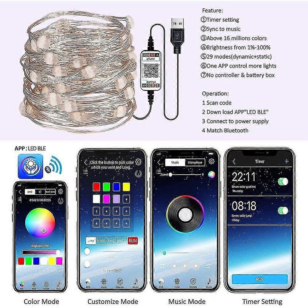 RGB Fairy String Lights, Indoor Outdoor Color Changing Music Twinkle Lights โ image 5