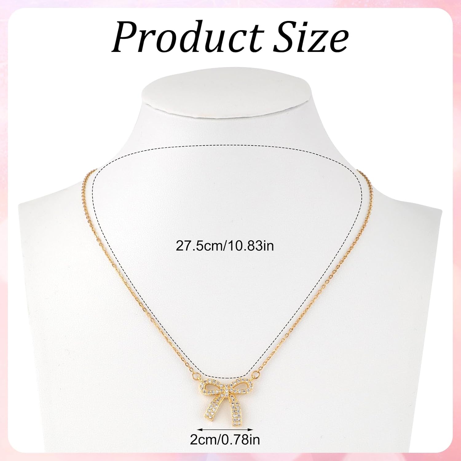 Bow Necklace, Dainty Ribbon Bowknot Chain Necklace Cute Fashion Bowtie Pendant for Choker Gold Bow Jewelry Gift for Women Wedding Prom Daily Wear โ image 2