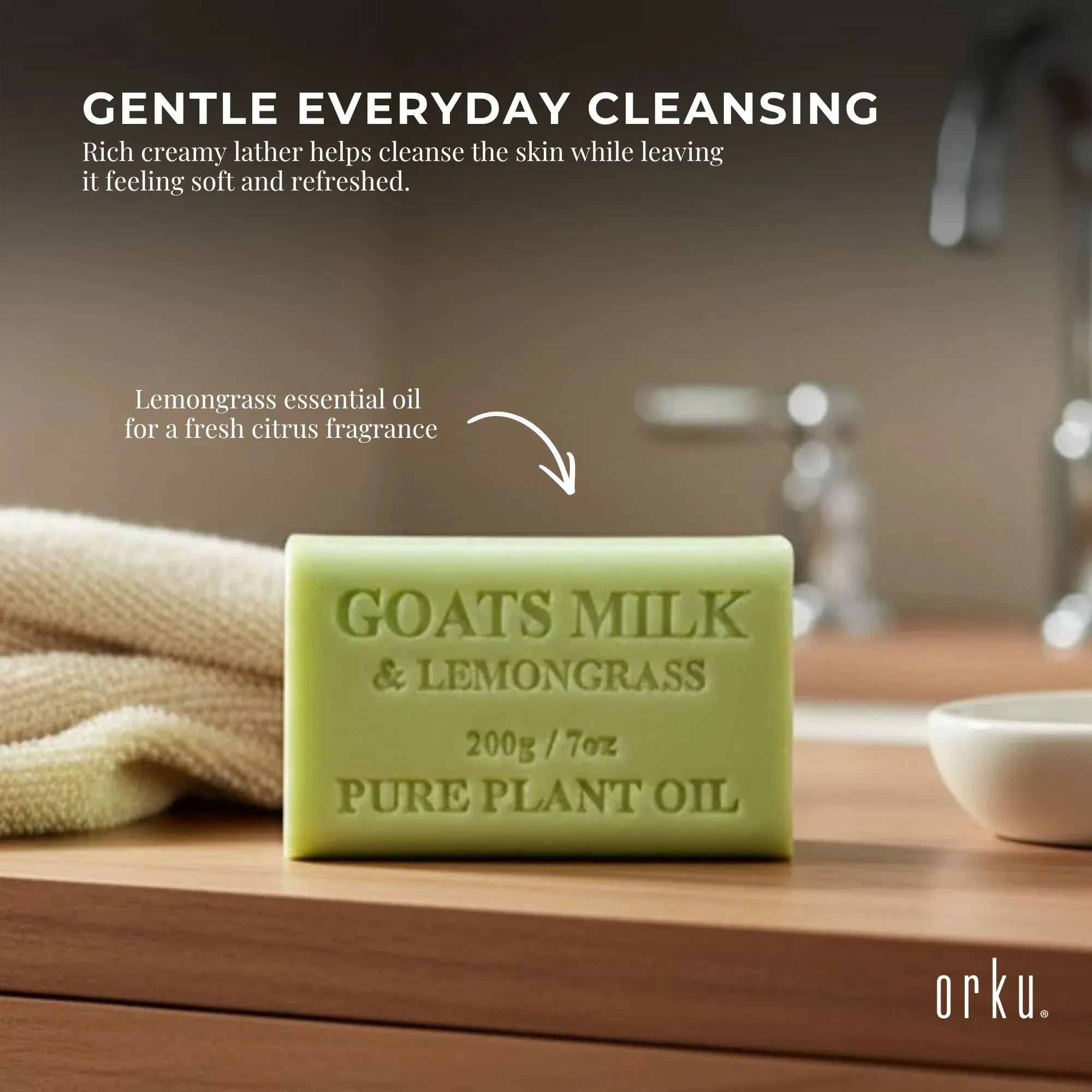 Orku 2 x 200g Goat Milk Lemongrass Soap Bars Australian Made — image 2