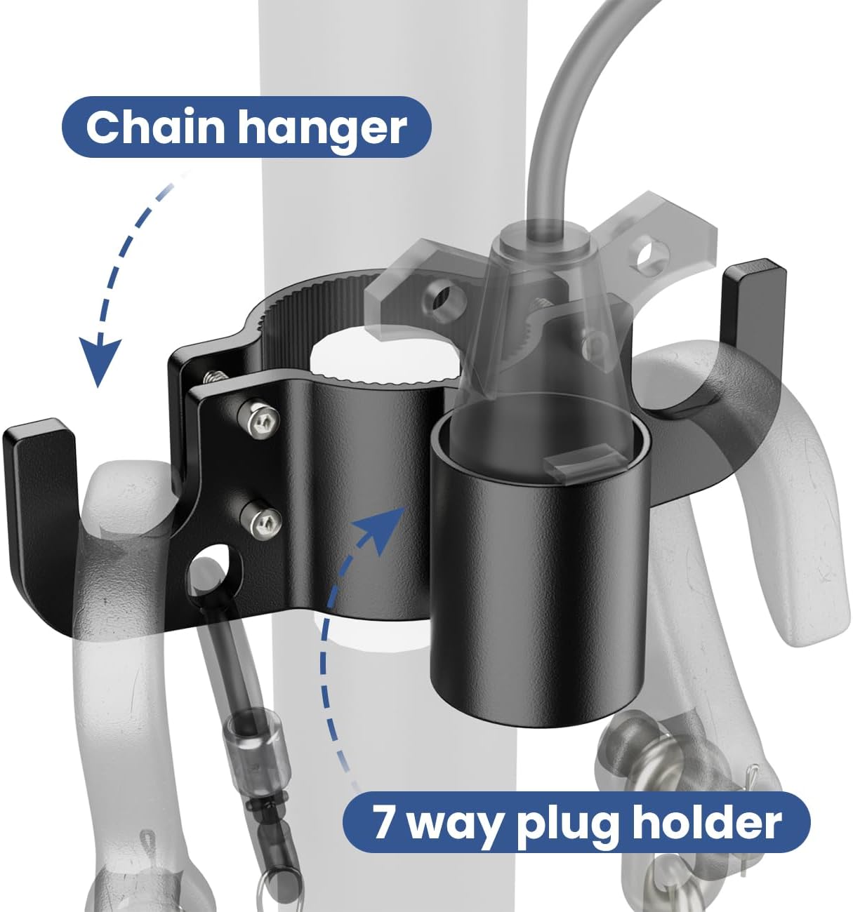 Aluminum Trailer Towing Chain Organizer with 7-Way Plug Holder- Heavy-Duty RV Tongue Jack Accessories β image 4