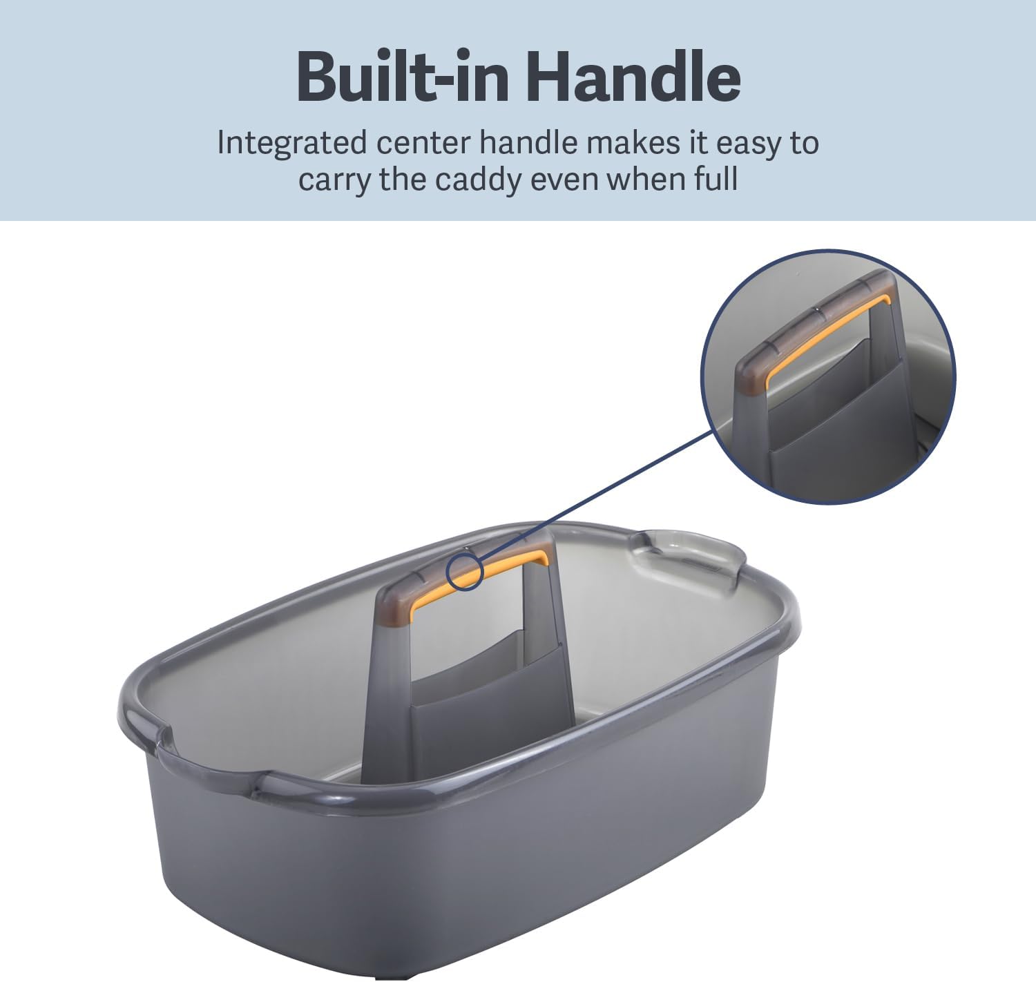 Multi-functional Storage Box with Handle 39x25x19cm Grey - Bathroom Kitchen Office Organiser Basket for Cleaning Supplies — image 3