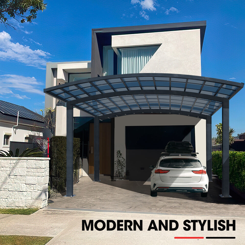SHADE SHIELD Arched Double Carport 6.0m x 5.5m x 2.98m, Aluminium Alloy Frame, Polycarbonate Roof, Shelter for Car or Outdoor Living — image 6