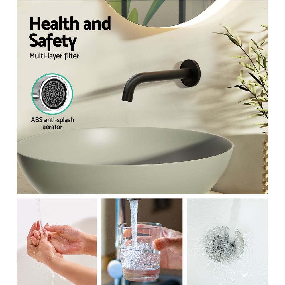 Cefito Bathroom Mixer Spout Wall Bath Tap Round Shower Bathtub Black โ image 6