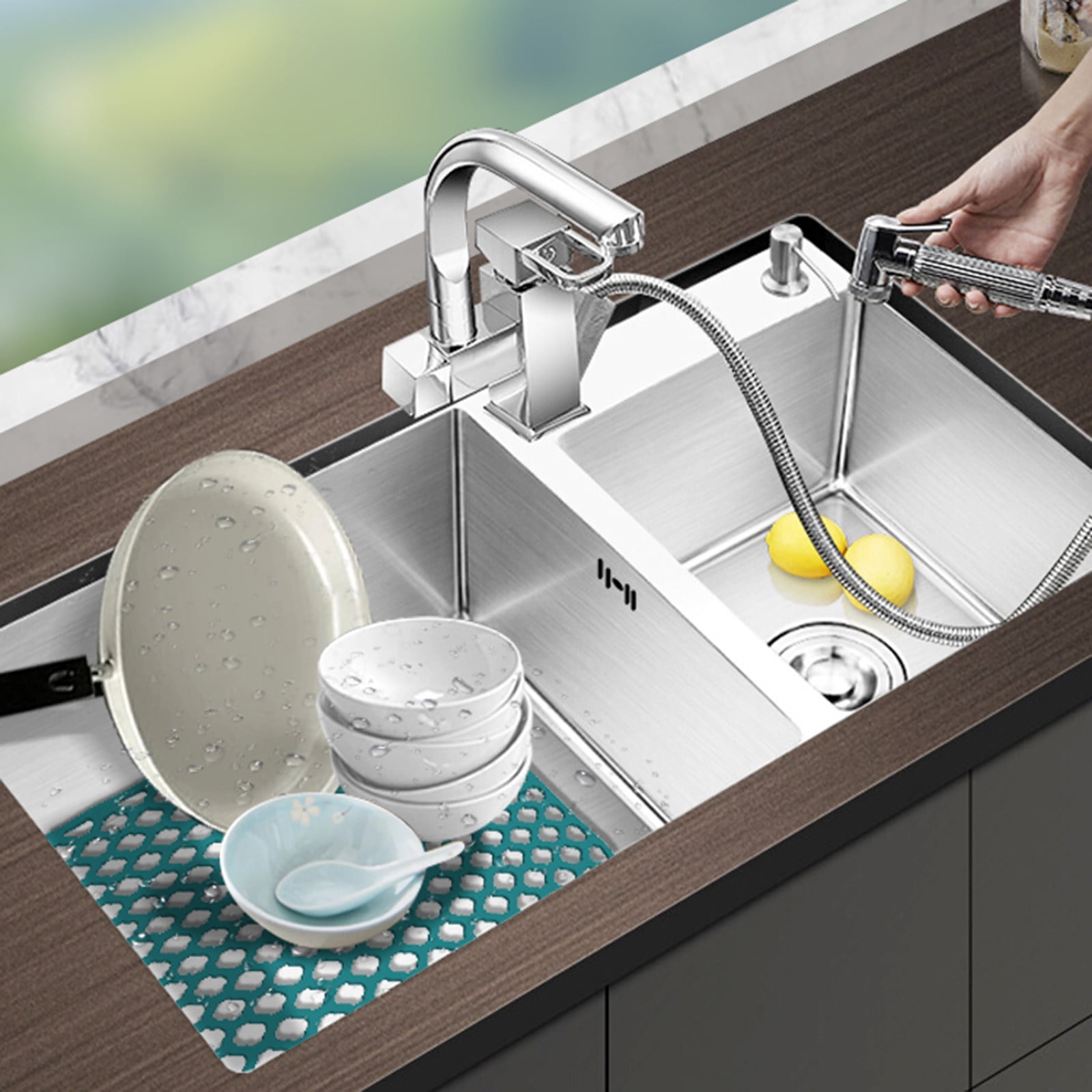 Sink Protectors for Kitchen Sink, Silicone Kitchen Sink Mat, 13.6" x 15.6" Sink Mat Protects Sink from Stains, Damage, Scratches, Dishwasher Safe Sink Grids โ image 4