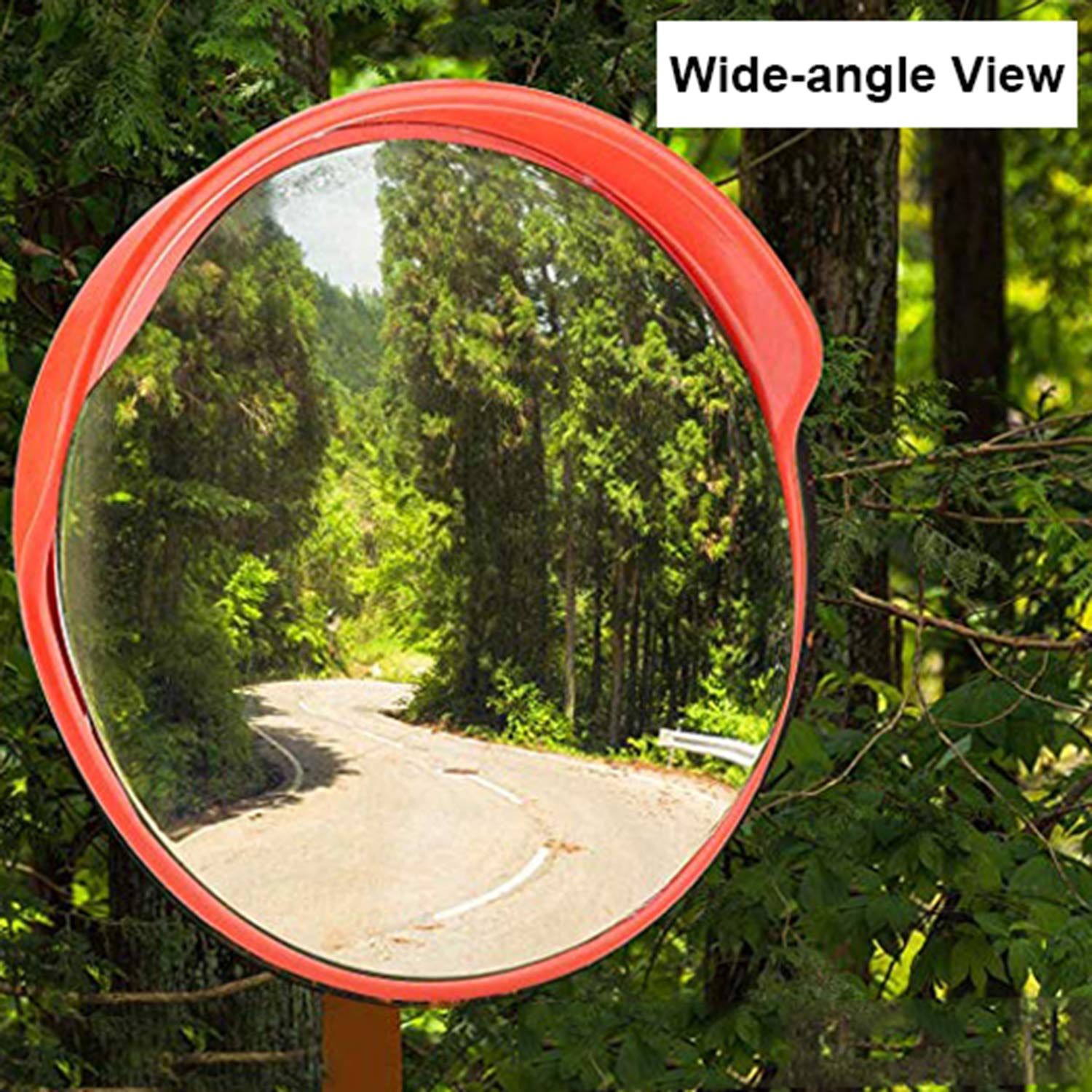 30cmSecurity Mirror PC Convex Traffic Mirror Wide Angle Curved Safety Mirror Circular Pole Mount w/Adjustable Bracket for Outdoor — image 3