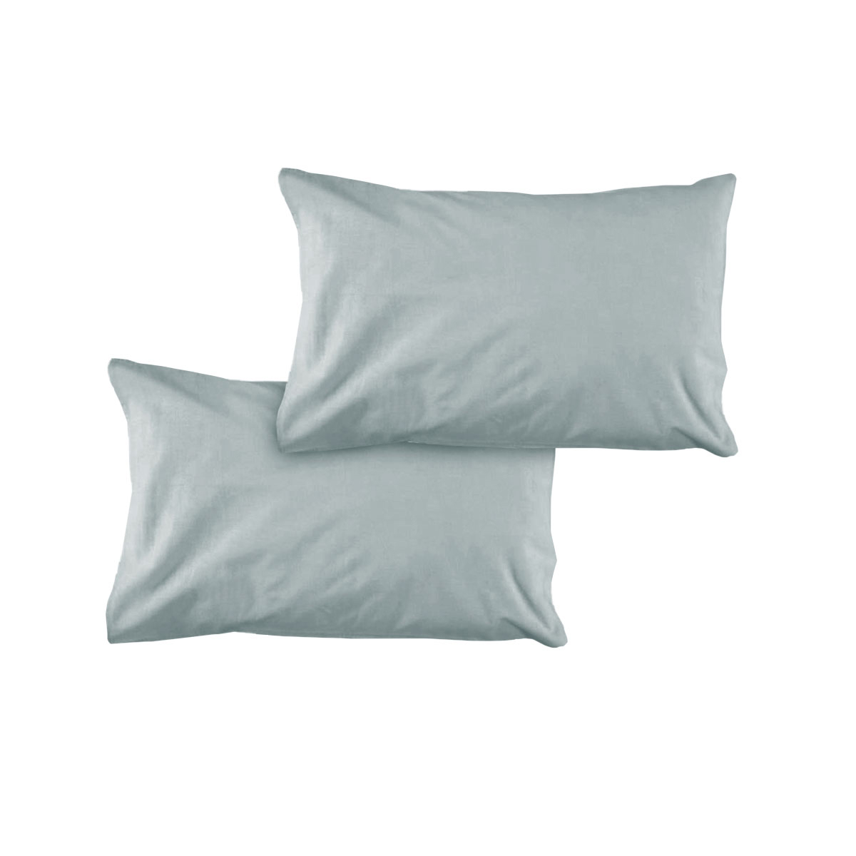 Pair of Solid Colour Microfiber Standard Pillowcases 48 × 73cmx15cm (Flap) Silver