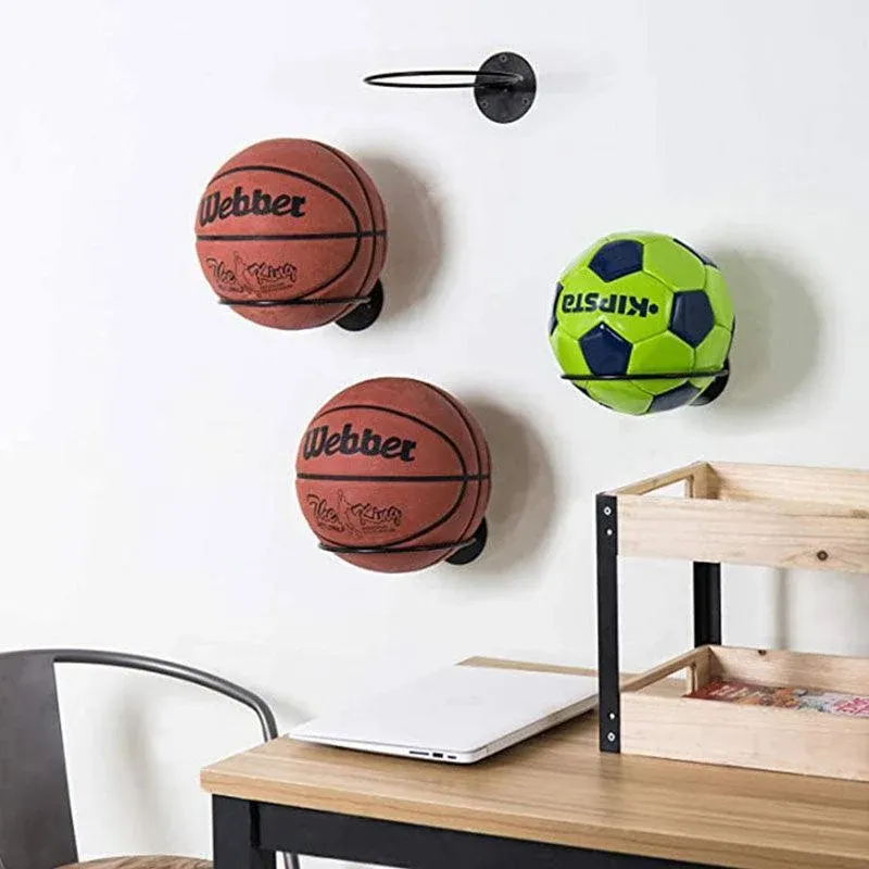 Wall Mounted Ball Rack Holder for Basketball Football Rugby Cap Storage Display — image 5