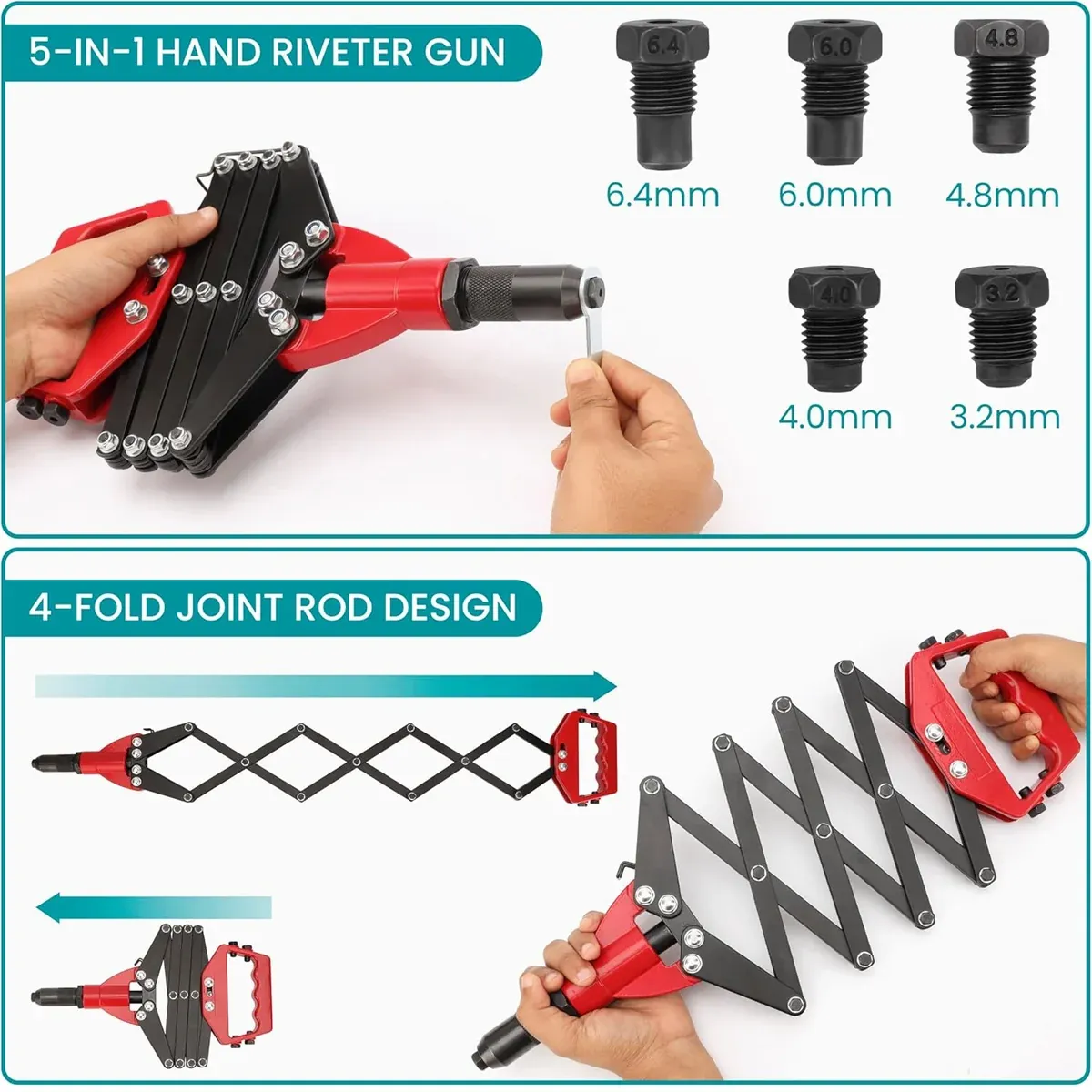 Folding Rivet Gun Tool Kit Sturdy Alloy Steel for Metal Wood Plastic Repair Use โ image 5