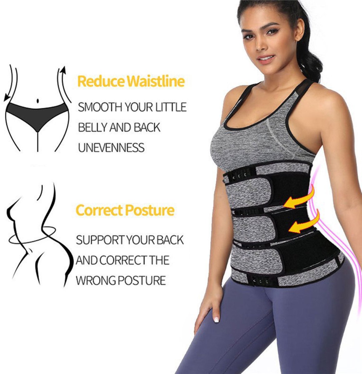 Women Sweat Reducer Training Belt - Sweatband - Waist Trainer - Slimming Belly Band - 3-Row Closure & Breathable Material - Extended Sizes (S to 6XL) โ image 3