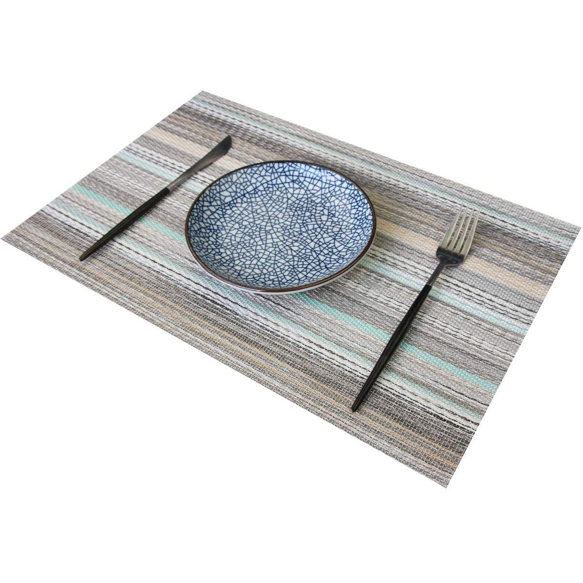 Placemats Set of 6, Heat Resistant Non-Slip Woven Table Mats for Dining Table, Washable Durable Elegant Place Mats for Kitchen Indoor/Outdoor Use (blue — image 3