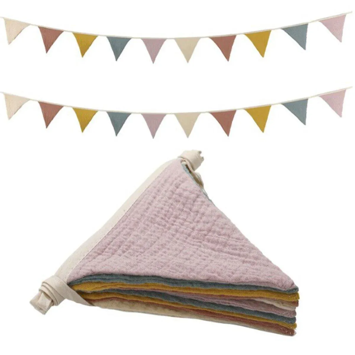 2PCS Triangle Bunting Flag Garland Hanging Flag Banner for Wedding Parties — image 2