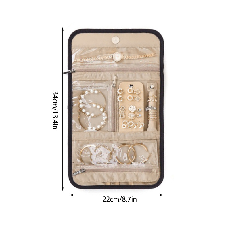 Pink Travel Jewelry Organizer - Compact Roll-Up Storage Bag with Multiple Compartments — image 4