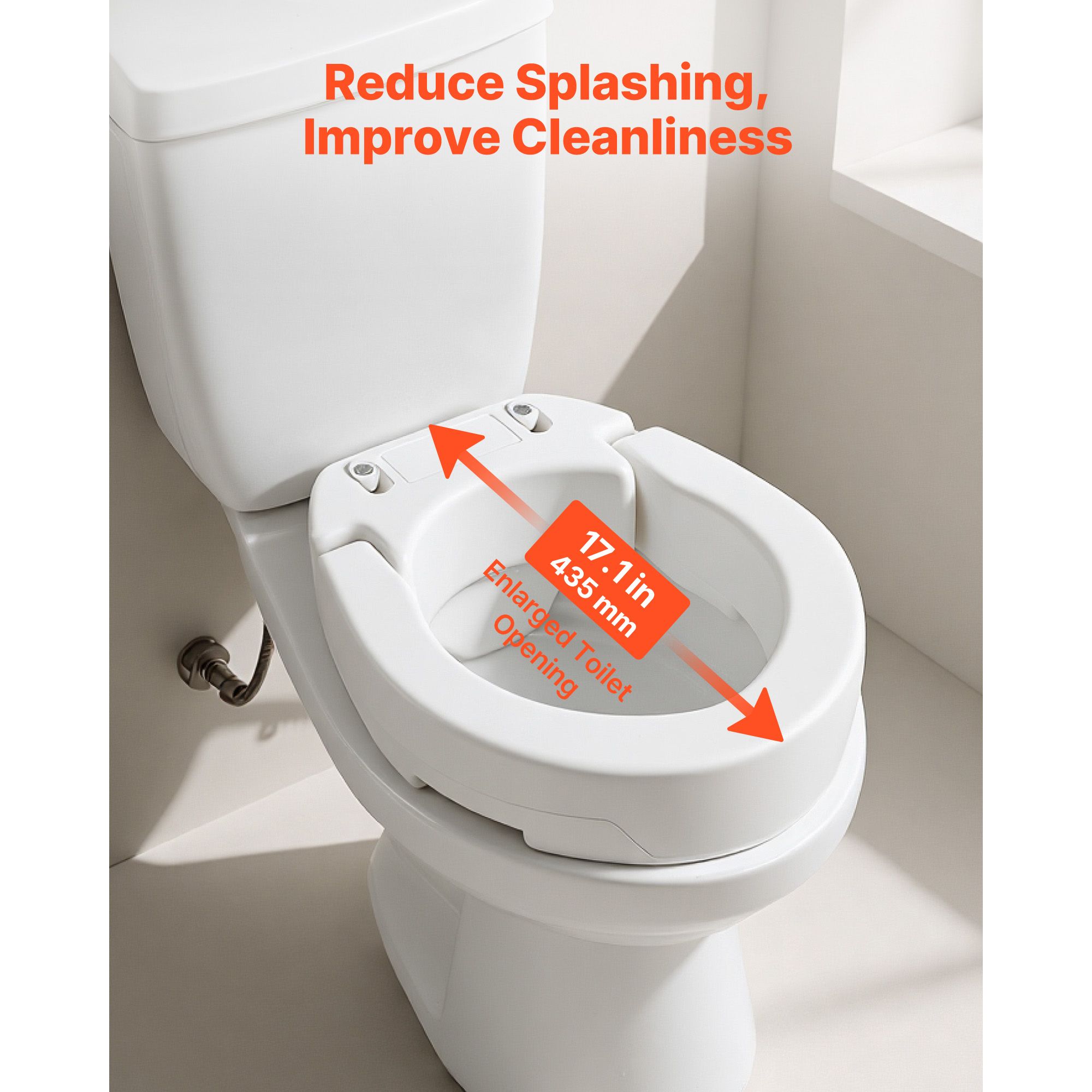 Raised Toilet Seat, 136.1 kg Load Capacity, 88.9 mm Lift Height, Commode Elevated Toilet Seat Riser with Enlarged Opening for Seniors, Elderly, Handicap — image 5