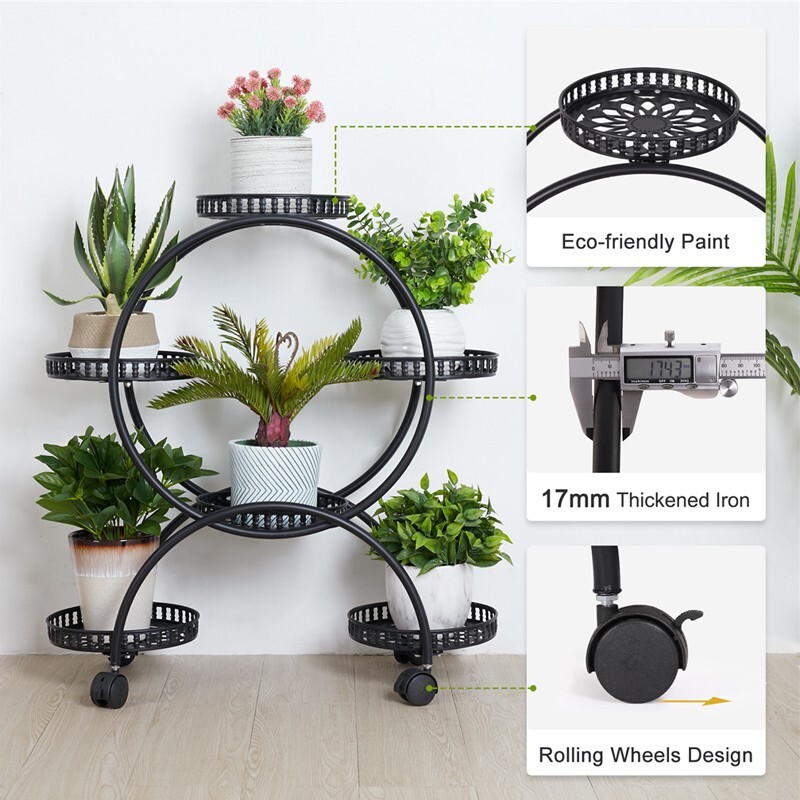 4 Layer 6 Pots Metal Plant Stand Flower Holder Rack Display Holder Shelf Garden — image 4