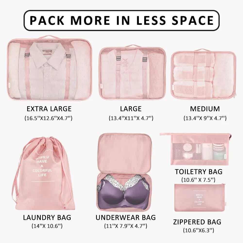 Navy Blue Travel Packing Cube Set - 7-Piece Luggage Organizer for Clothes, Toiletries, and Accessories โ image 6