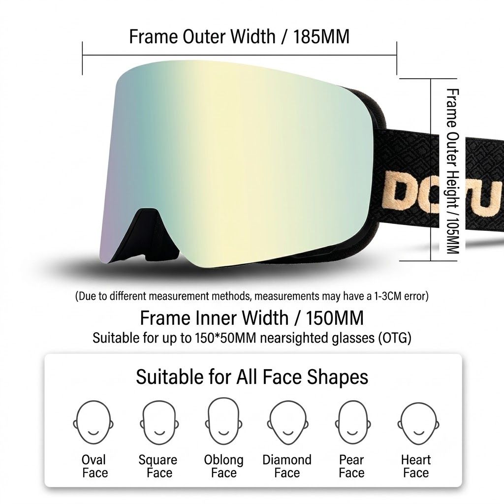 DOTUGE DGZ-Z19XS Series Ski Goggles with Magnetic Quick-Change Lens, Double-Layer Anti-Fog UV400 HD Coated Lenses, Compatible with Prescription Glasses, for — image 2